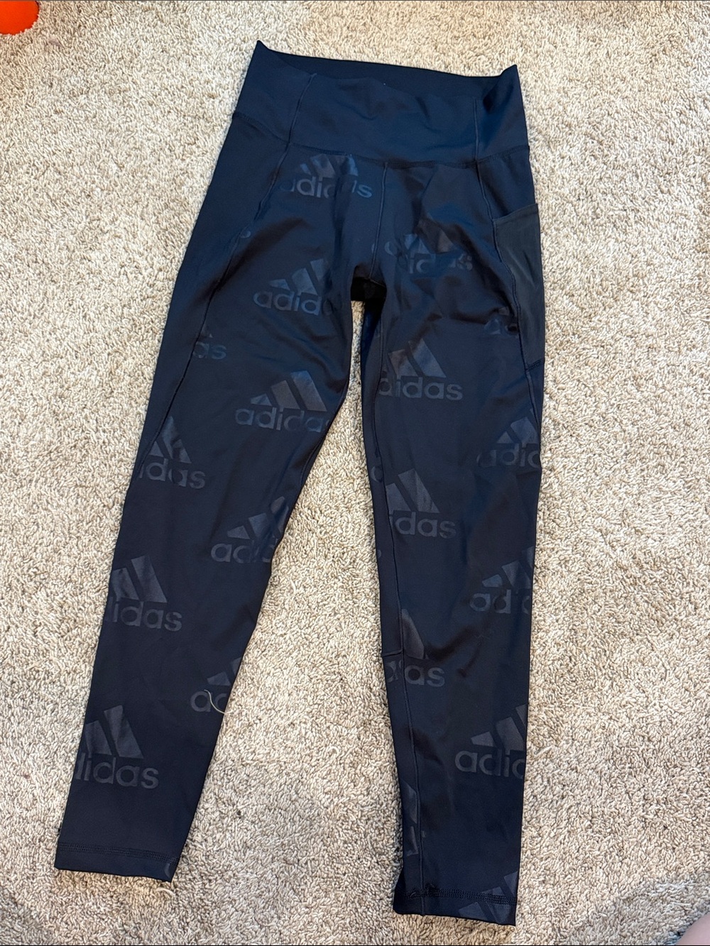 adidas Black All-Over Logo High-Rise Leggings